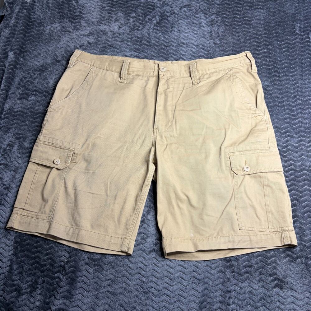 US Polo Assn Mens Khaki Cargo Shorts Size W46 Tan Cotton Twill